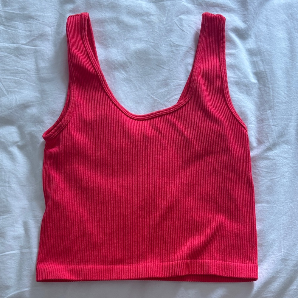 aeropostale Ribbed V-Neck Tank Top - Red - Picture 4 of 4